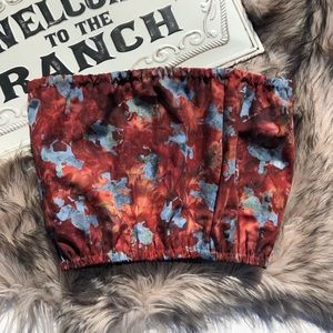 Turquoise Pony Western Theme Crop Top